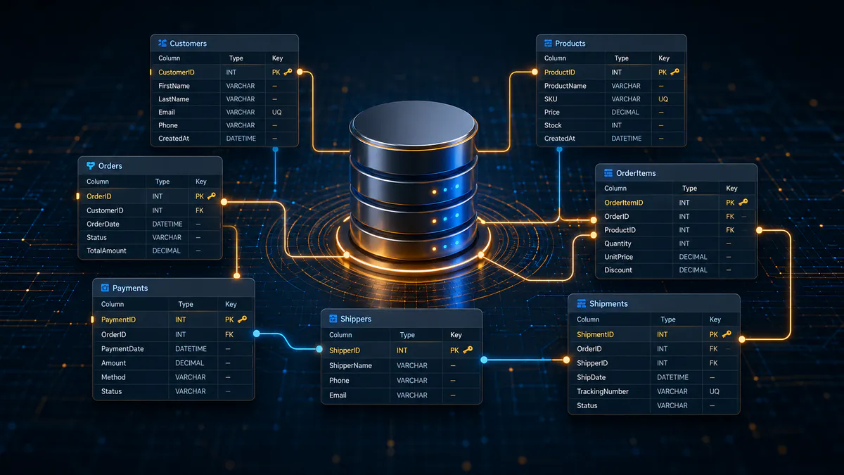 Arquitectura visual de una base de datos relacional